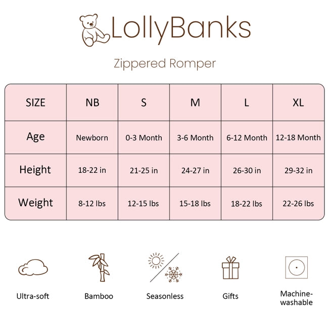 Beautiful Bows Bamboo Pajamas, 2 Way Zipper Romper