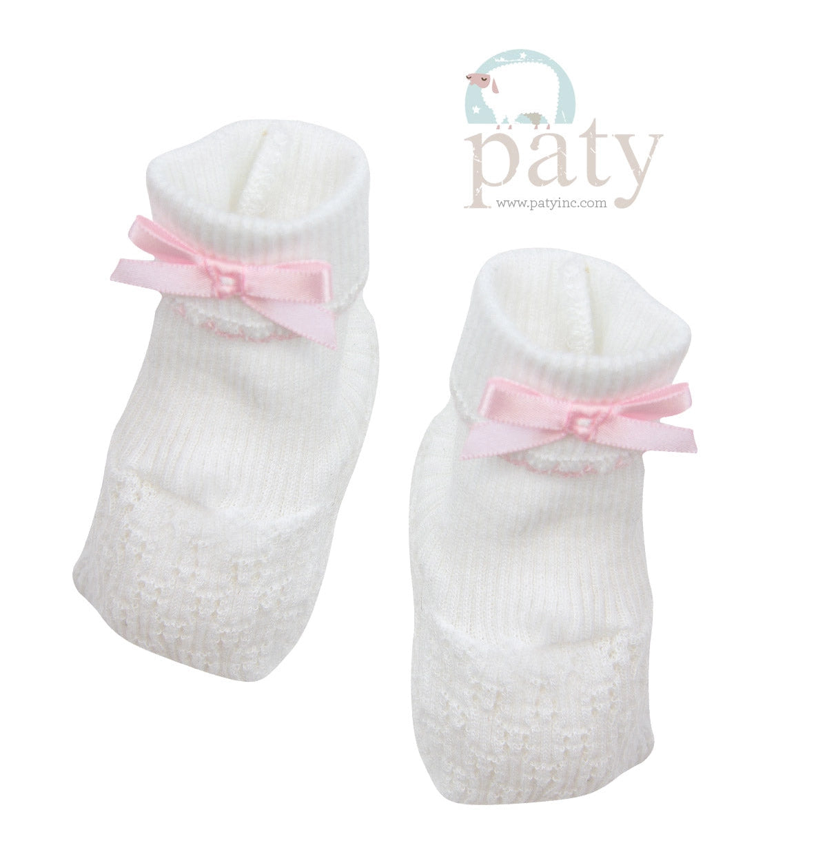 Paty Knit Booties-pink bow