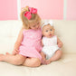 Seersucker Sun Bubble- white with pink trim *Embroidery included