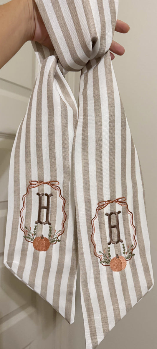 Fall embroidered wreath sash