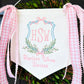 CUSTOM Baby Banner- Crest with Bow with gingham ribbon