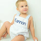Seersucker Sun Bubble- white with blue trim *Embroidery included (Copy)