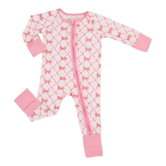Beautiful Bows Bamboo Pajamas, 2 Way Zipper Romper