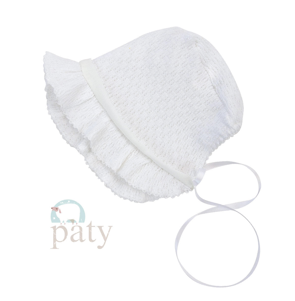 Paty Knit Bonnet with Chiffon Trim