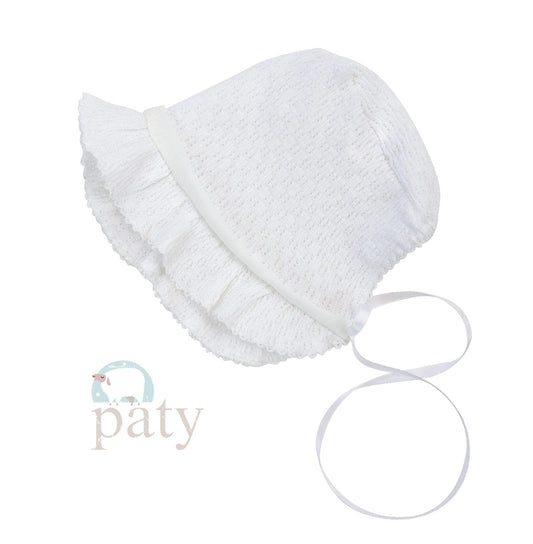 Paty Knit Bonnet with Chiffon Trim