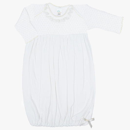 Paty Knit Overlap Shoulder Gown with Chiffon Ruffle & Pima-newborn