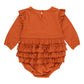 Rust Knit Long Sleeve Flutter Bubble Romper