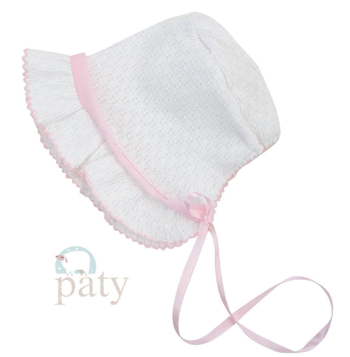 Paty Knit Bonnet with Chiffon Trim