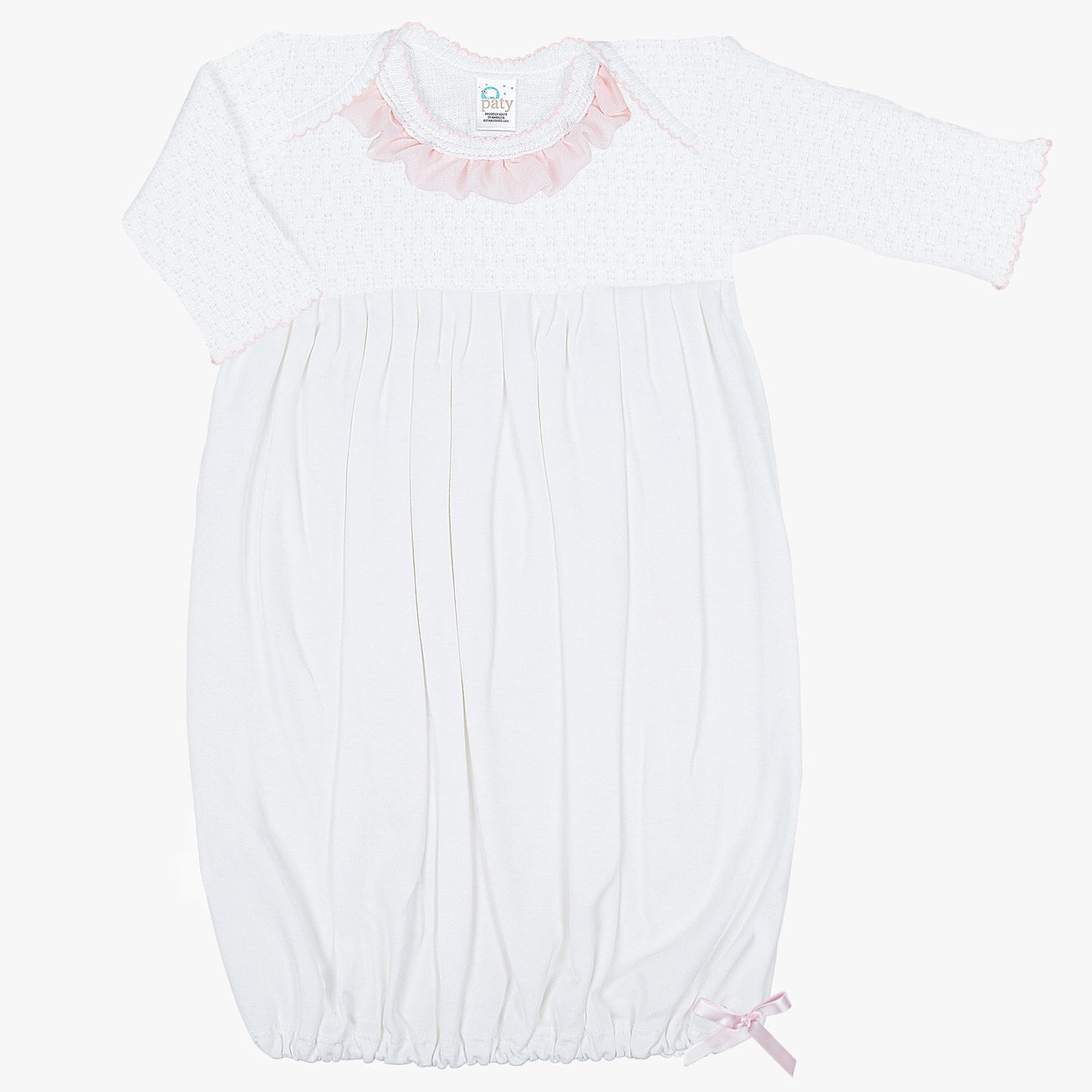 Paty Knit Overlap Shoulder Gown with Chiffon Ruffle & Pima-newborn