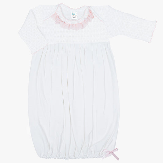 Paty Knit Overlap Shoulder Gown with Chiffon Ruffle & Pima-newborn